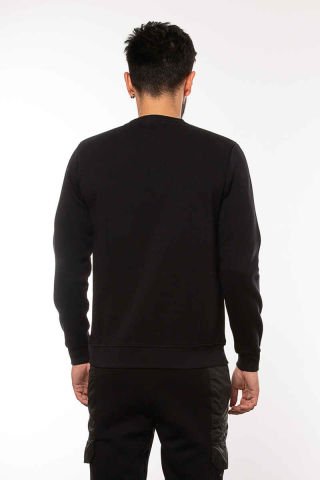 Caz 5220 Bisiklet Yaka 3 İplik Şardonlu Erkek Sweat Siyah