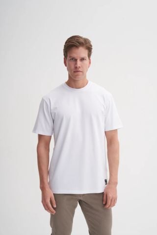 CAZ 4142 Relax Bisiklet Yaka Modal Kumaş Erkek t-shirt Beyaz