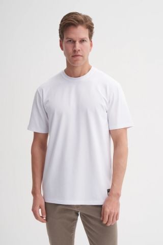 CAZ 4142 Relax Bisiklet Yaka Modal Kumaş Erkek t-shirt Beyaz