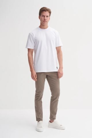 CAZ 4142 Relax Bisiklet Yaka Modal Kumaş Erkek t-shirt Beyaz