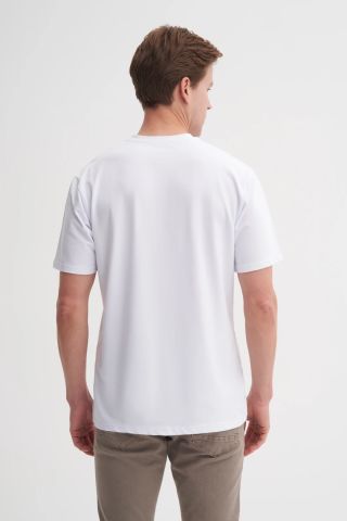 CAZ 4142 Relax Bisiklet Yaka Modal Kumaş Erkek t-shirt Beyaz