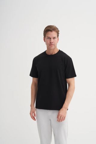CAZ 4142 Relax Bisiklet Yaka Modal Kumaş Erkek t-shirt Siyah