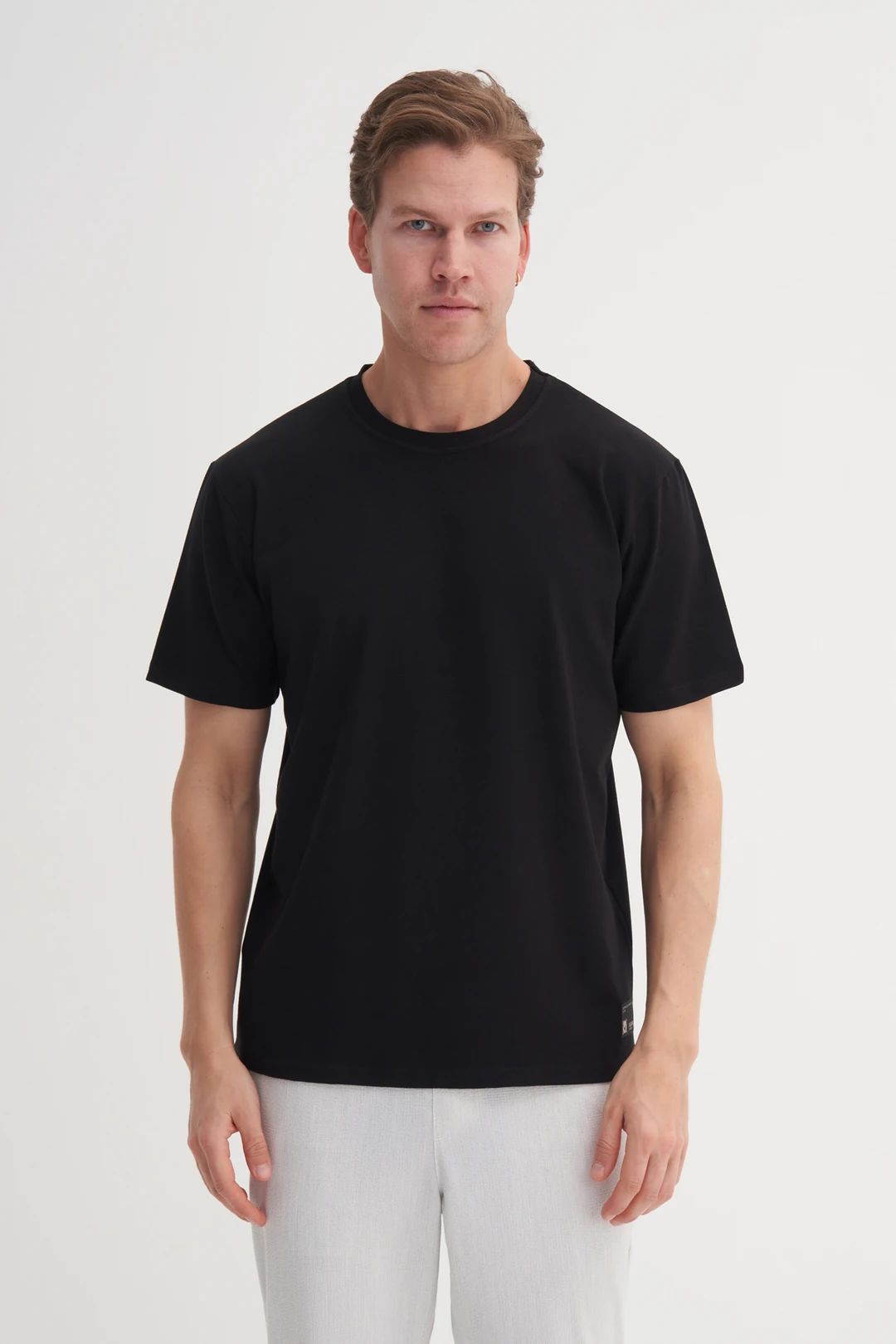 CAZ 4142 Relax Bisiklet Yaka Modal Kumaş Erkek t-shirt Siyah