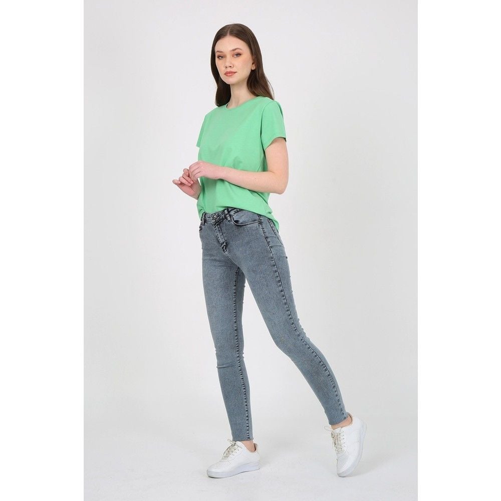 Mindy 9205-60 Light Snow Likralı Dar Paça Kadın Kot Pantolon Kar Gri
