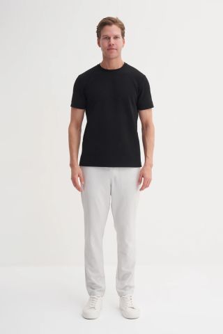 Cazador 4202 Bisiklet Yaka Kendinden Dokulu Micro Erkek T-shirt Siyah