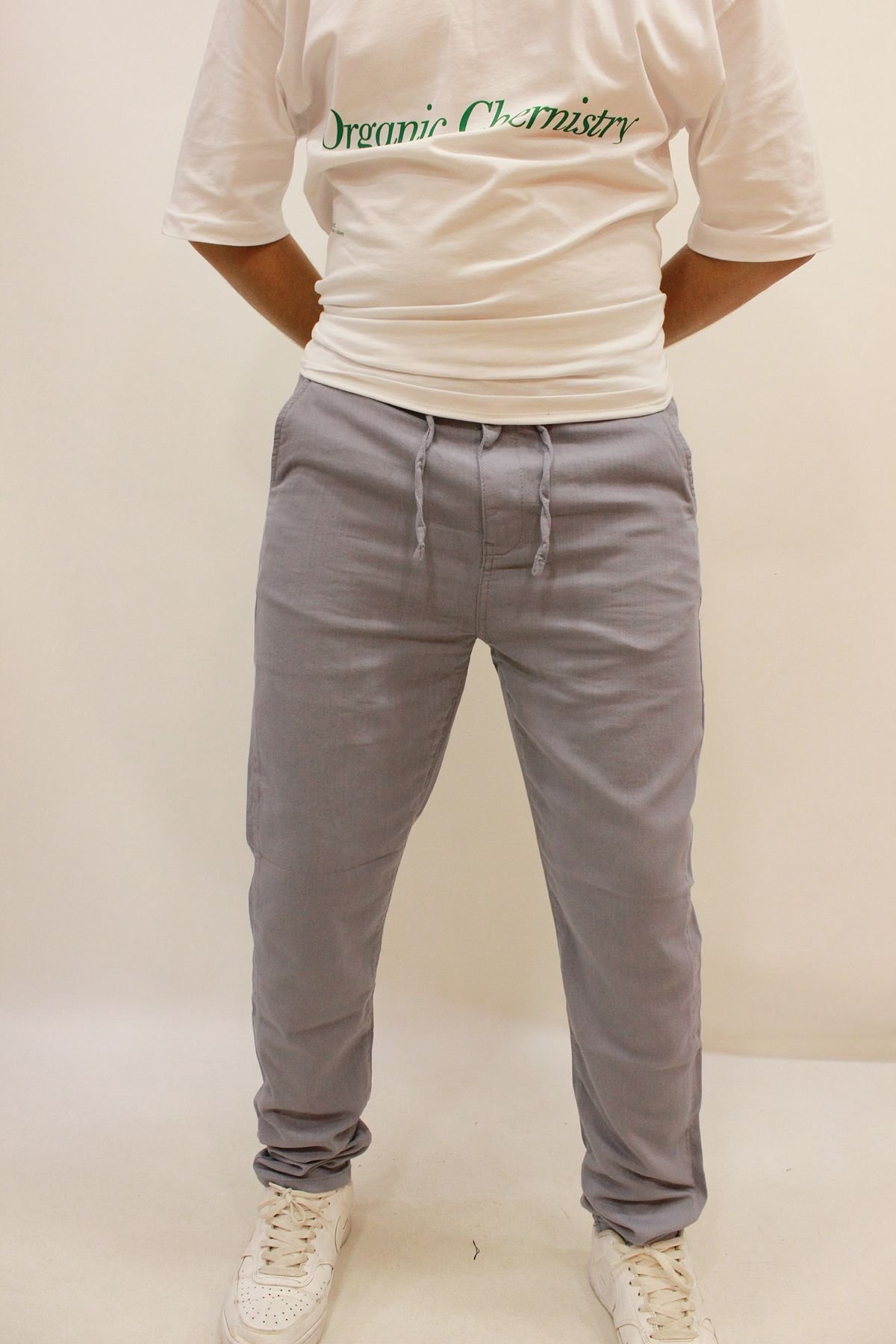 Slim Jogger 011 Bel Bağcıklı Lastikli Erkek Jogger Pantolon Lodos GRİ