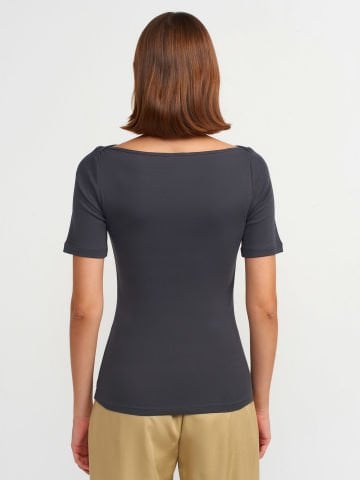 Dilvin 31164 Kayık Yaka T-shirt-Antrasit