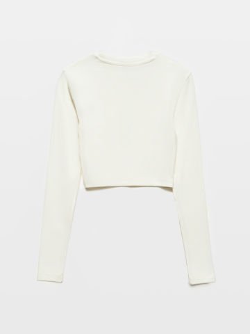 Dilvin 31236 Bisiklet Yaka Kadın Crop Body Ekru