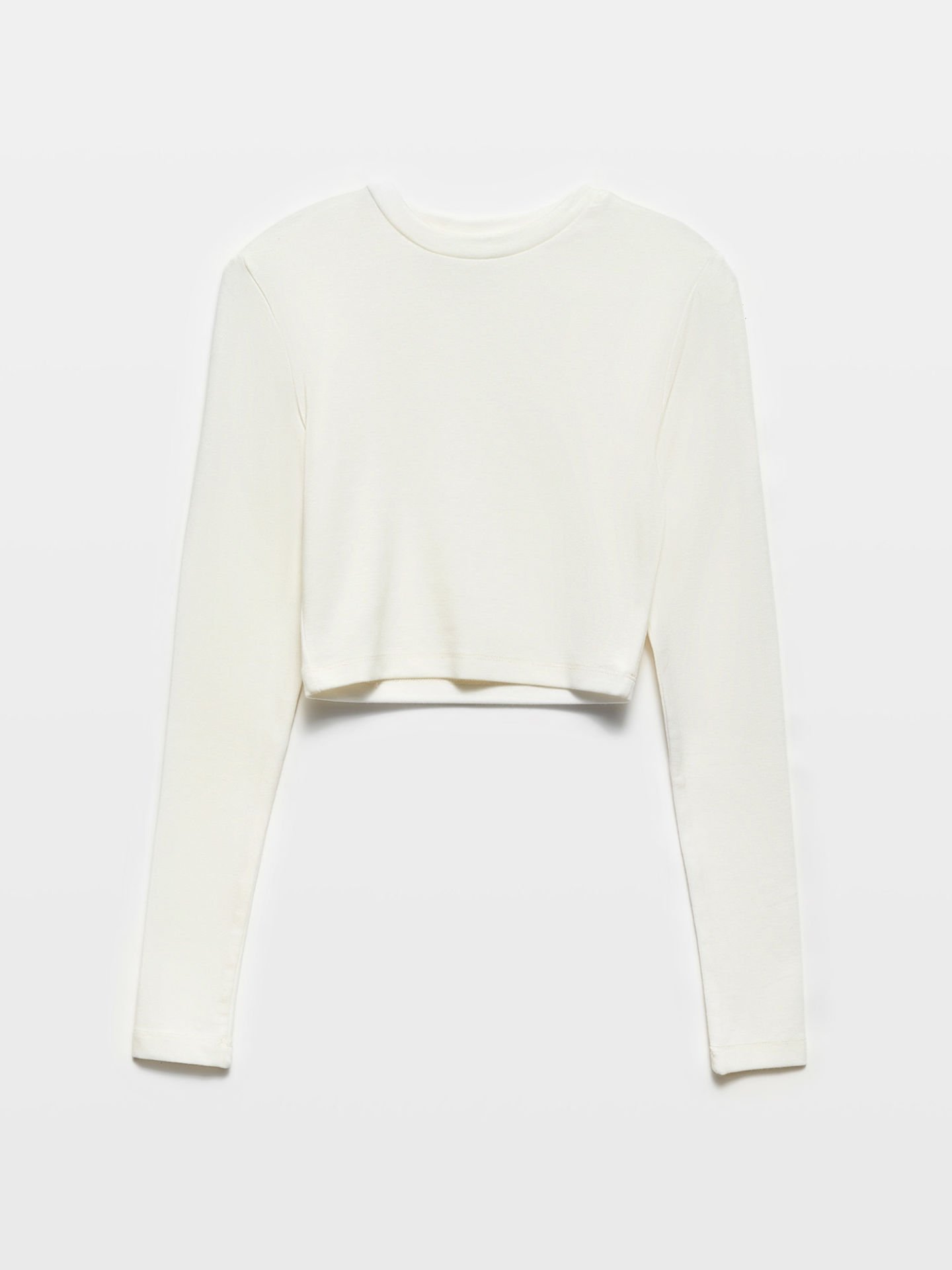 Dilvin 31236 Bisiklet Yaka Kadın Crop Body Ekru