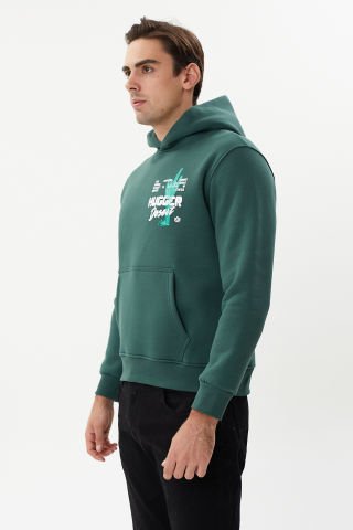 ESW 2747 Sırt Baskılı Kapşonlu 3 plik Şardonlu Erkek Sweat Nefti