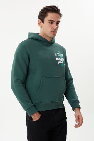 ESW 2747 Sırt Baskılı Kapşonlu 3 plik Şardonlu Erkek Sweat Nefti