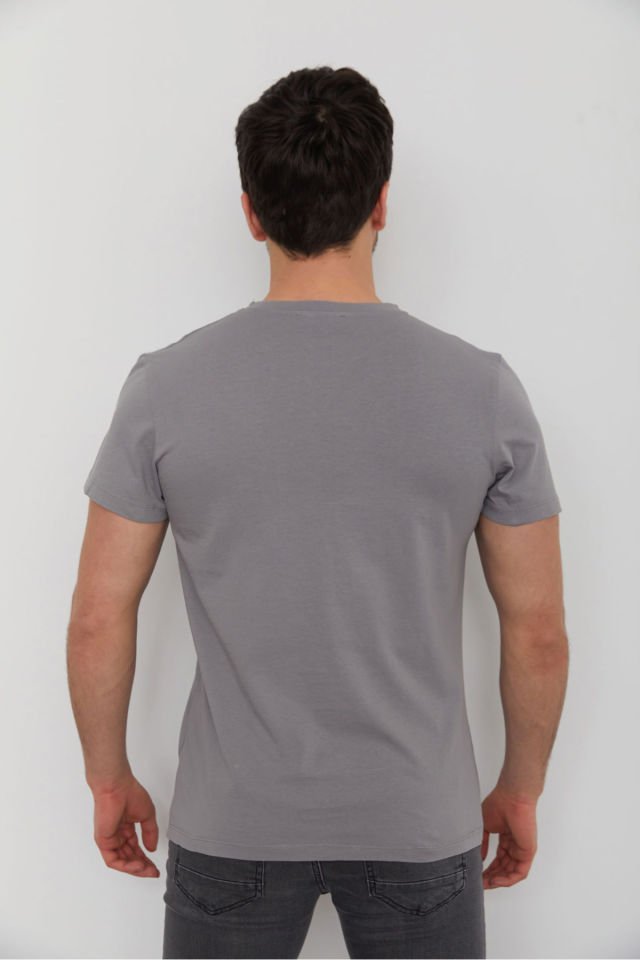 CAZ 4005 Erkek Bisiklet Yaka Cep Detaylı Yıkamalı Basic T-shirt